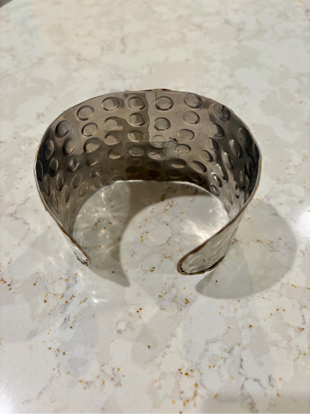 Artisan Mixed Metal Statement Cuff Ringed Medallion Emerald Green Faceted Gem - Picture 12 of 14